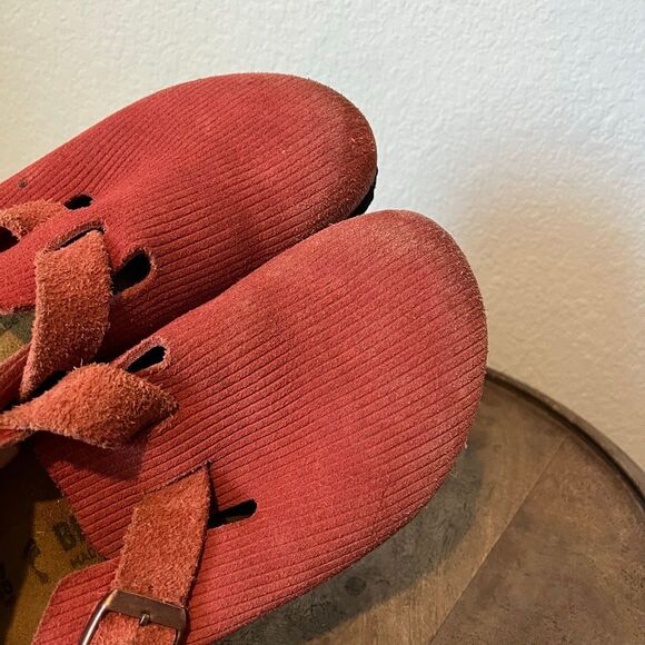 Birkenstock Sienna Red Suede Boston Corduroy Slide Clogs Shoes Women's Size 9 - Picture 6 of 11